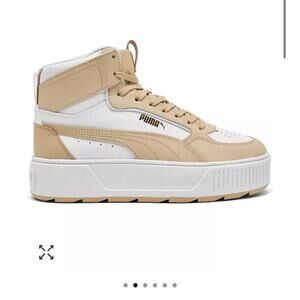 Puma Karmen Rebelle Mid-High Casual White Tan Platform Lace Up Sneaker Shoes 8